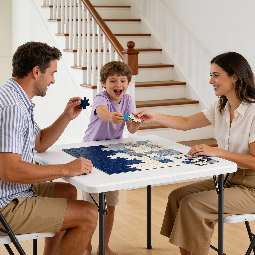 Folding Table, 36 Inch Square Foldable Card Table with Carrying Handle Y2035