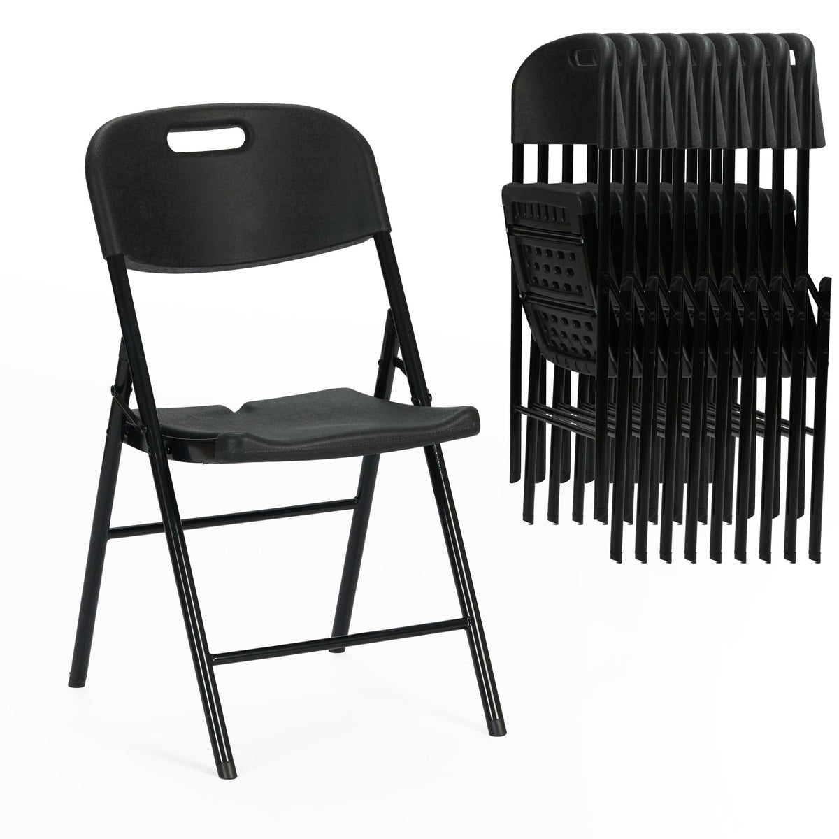 Black Plastic Folding Chair Set of 10 X99708