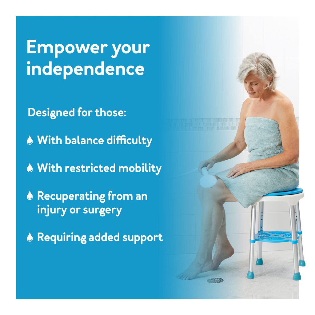 Adjustable Rotating Bath and Shower Stool with Storage Tray I182