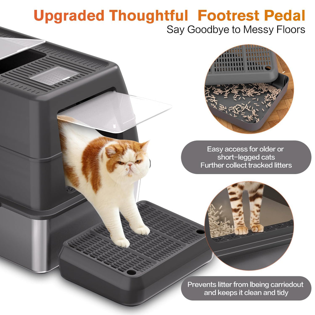 XXXL Stainless Steel Litter Box with Lid Y4150