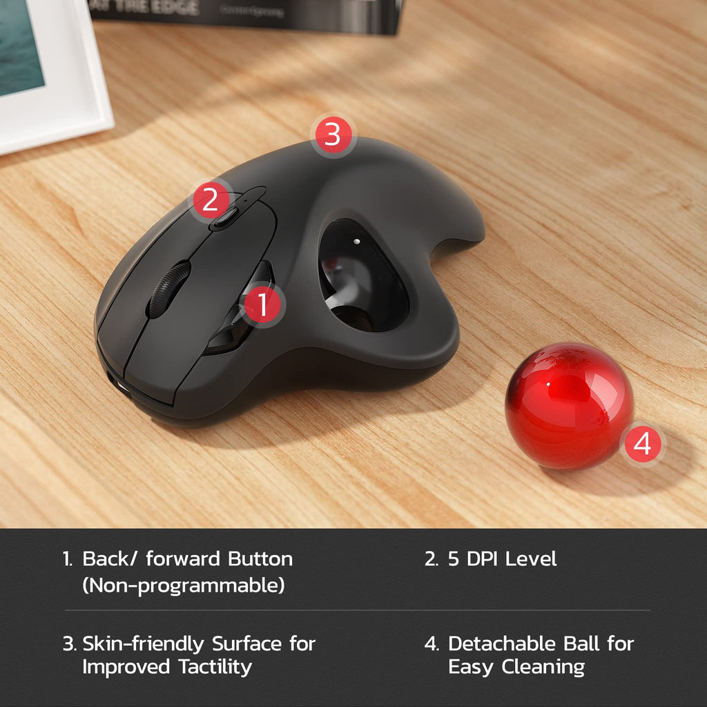 Wireless Ergonomic Thumb Control Trackball Mouse N694682