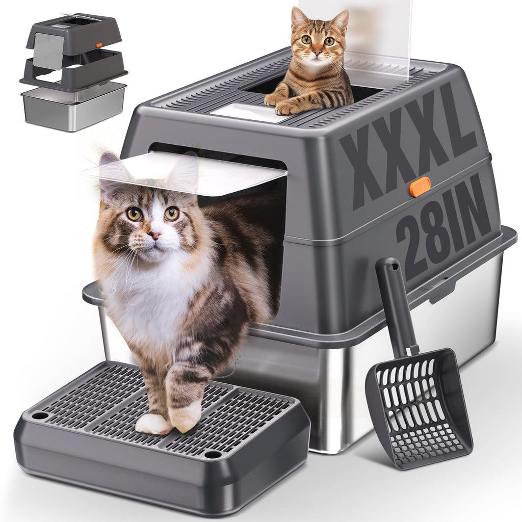XXXL Stainless Steel Litter Box with Lid Y4150