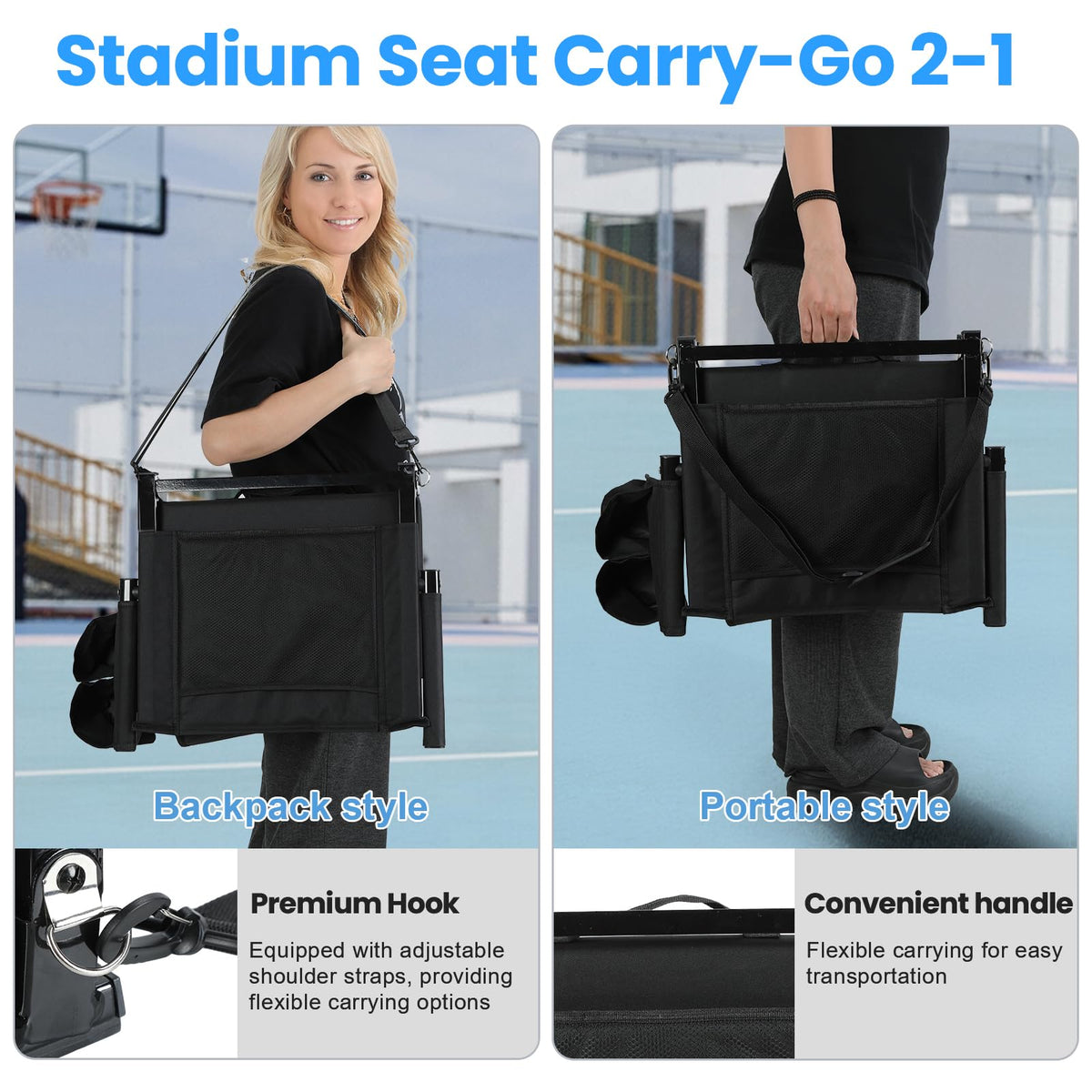 2 Pcs Folding Stadium Seat with Cup Holder C9502