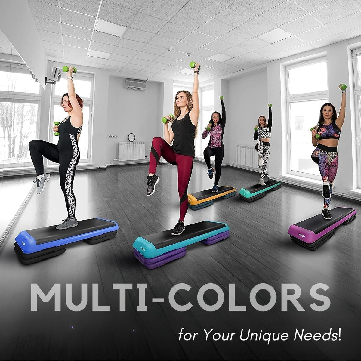 Adjustable Aerobic Exercise Step Platform with 4 Risers F468