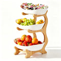 3 Tier Plastic Fruit Bowl with Bamboo Stand F1846