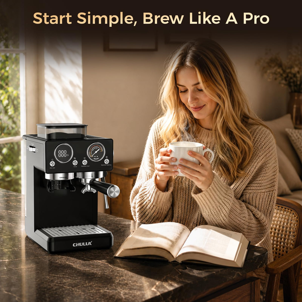 20Bar Espresso Machine with Conical Burr Grinder A154