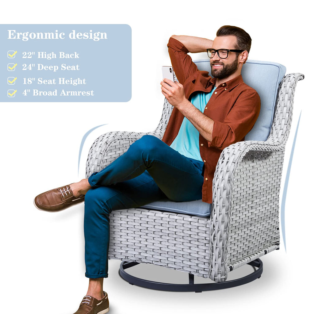 8 Piece Wicker Patio Furniture Conversation Set with Swivel Rocker Chairs, Sofa, Ottomans and Coffee Table K755480