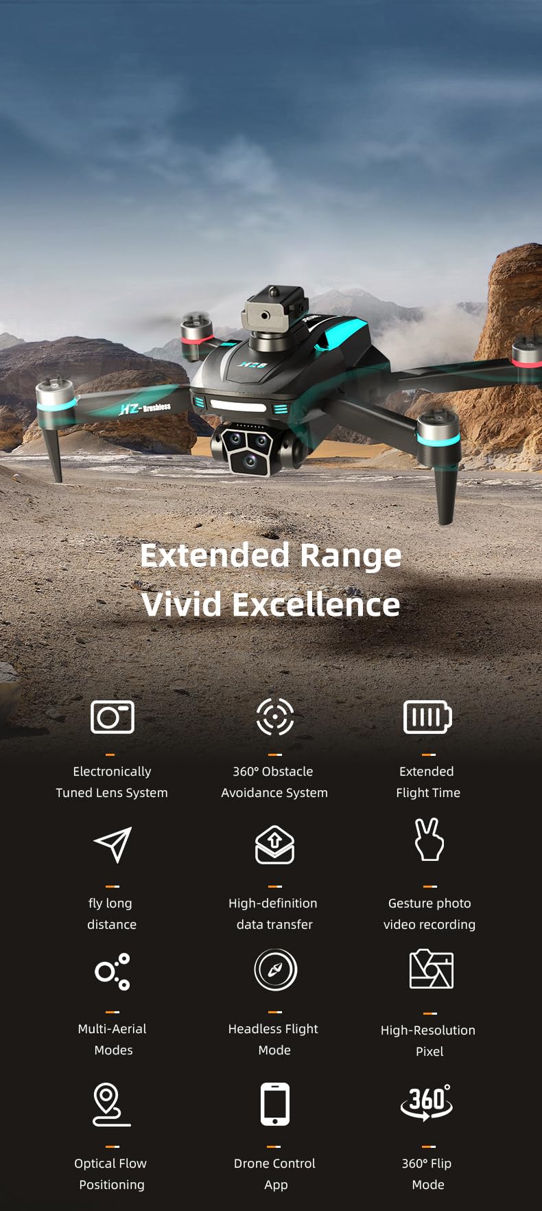 Foldable 1080P Camera Drone with 2 Batteries H55997