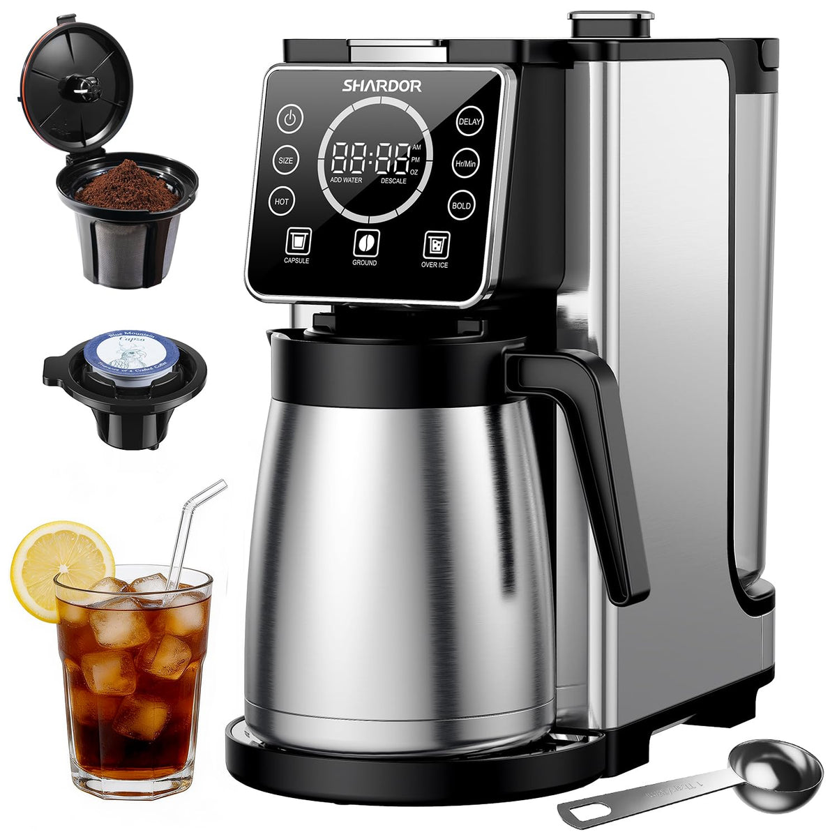 Single Serve & Carafe Coffee Maker, 6-24oz, Thermal Carafe M9366