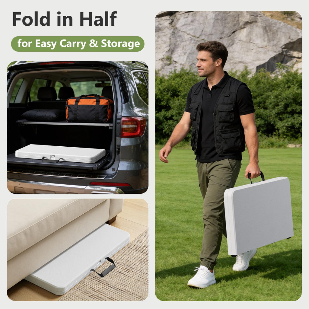 Folding Table, 36 Inch Square Foldable Card Table with Carrying Handle Y2035
