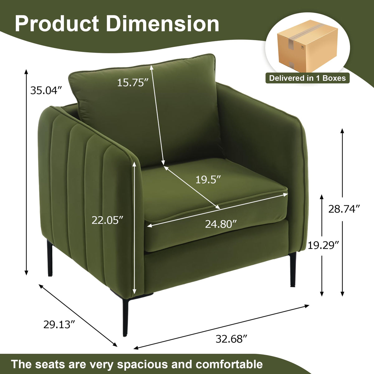 Olive Green Velvet Accent Chairs Set of 2 J8773
