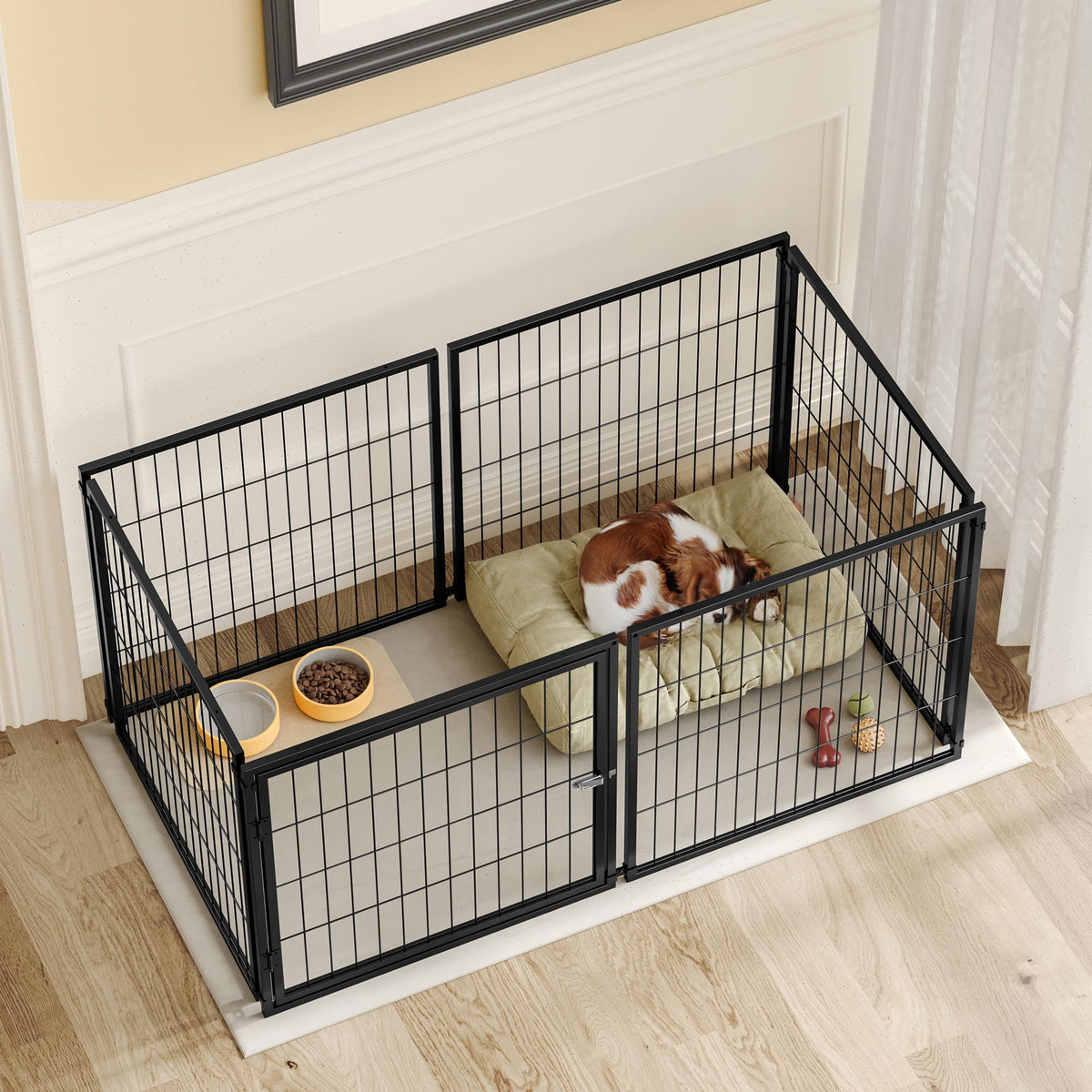 48 Inch Black Metal Dog Crate with Removable Top Cover L3774