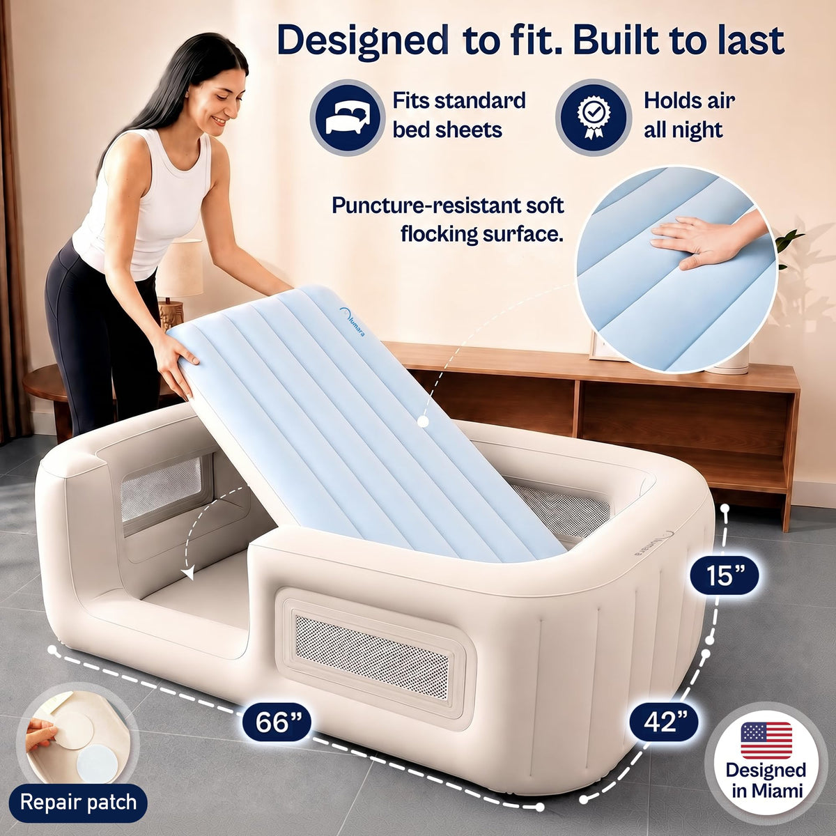 Inflatable Toddler Travel Bed with Electric Pump D3222