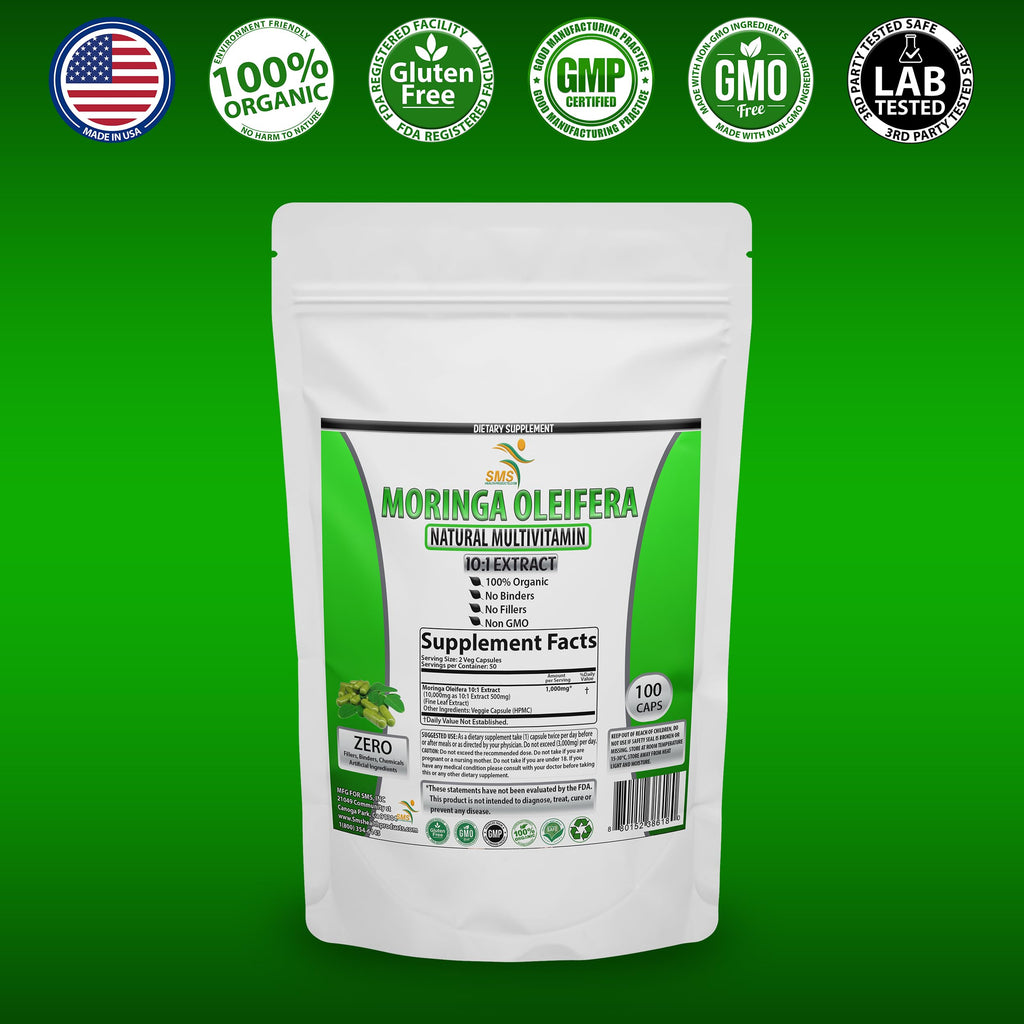 Moringa Oleifera 100 Veggie Capsules 1000mg Leaf Powder B5549