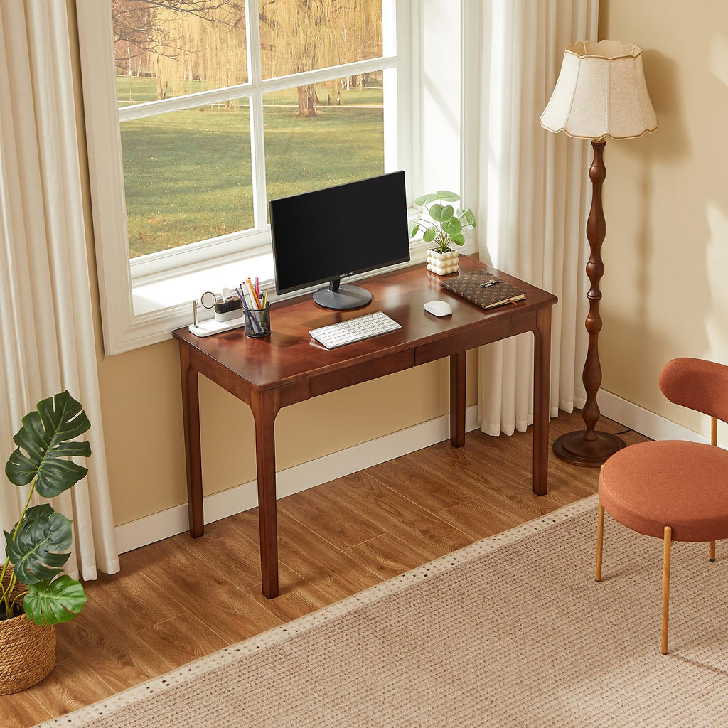 Black Walnut Solid Wood Computer Desk with Drawers K6944