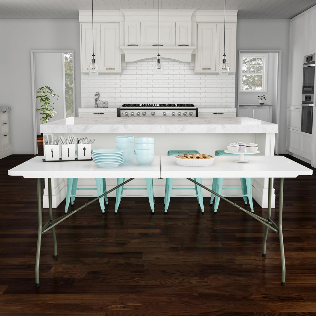 White 6ft Portable Folding Table Q81240