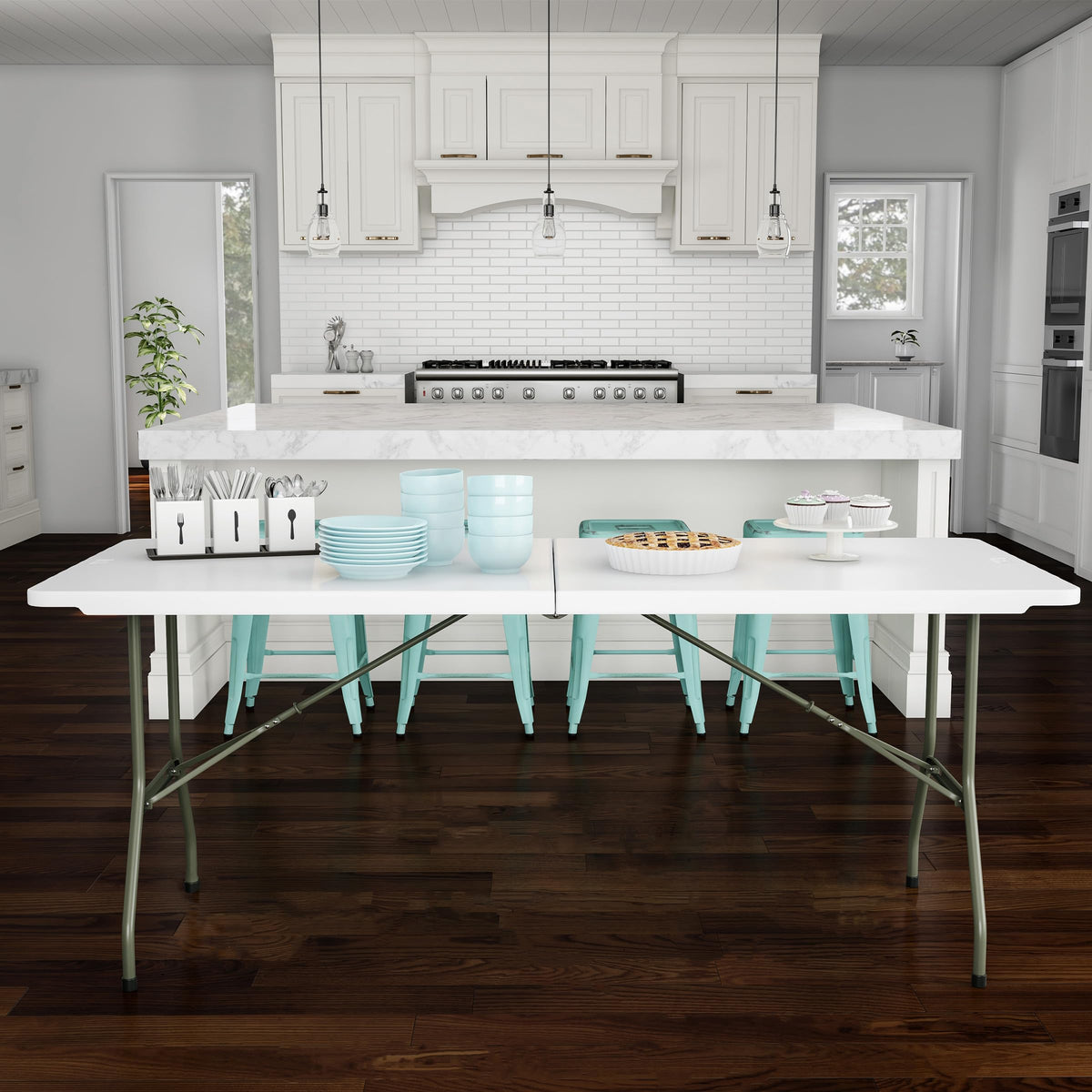 White 6ft Portable Folding Table Q81240