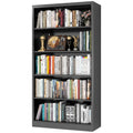 66" Tall Black Metal Bookcase with Adjustable Shelves S31035