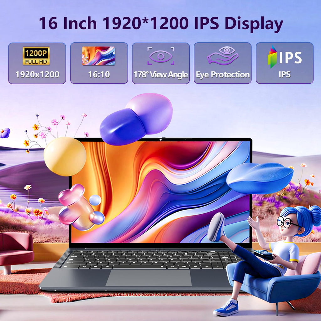 16GB RAM 256GB SSD Core i5 16" IPS FHD Laptop Computer M452975