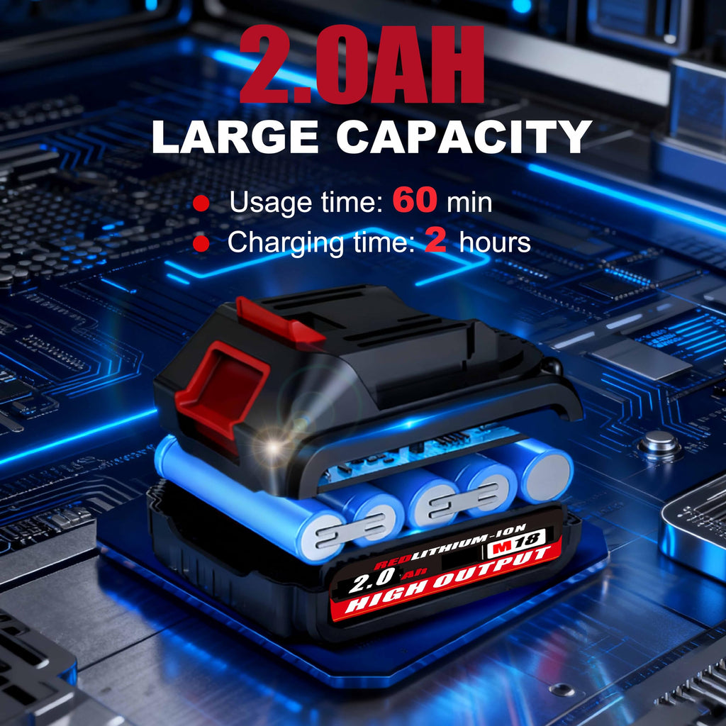 21V Brushless Cordless Power Drill with 2 Battery and Charger N465