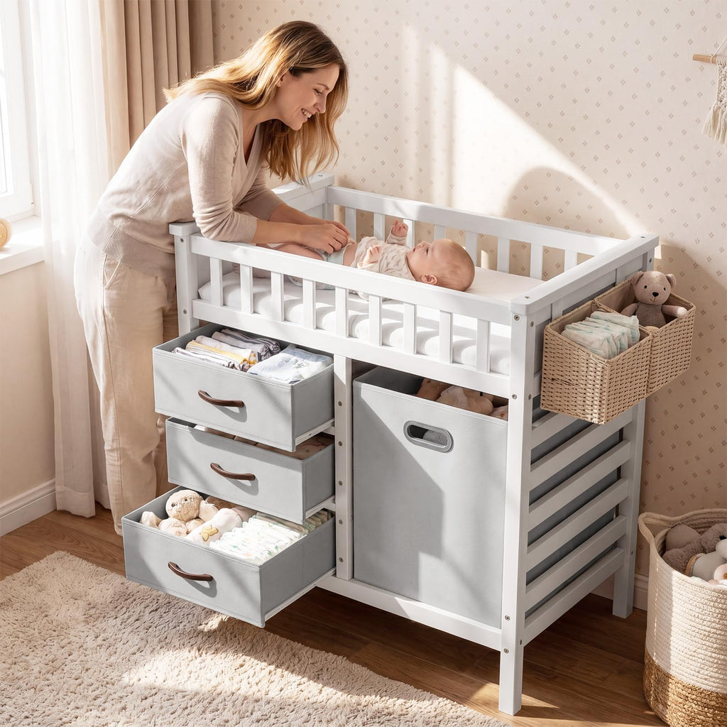 Wooden Baby Changing Table with 3 Storage Drawers O52177