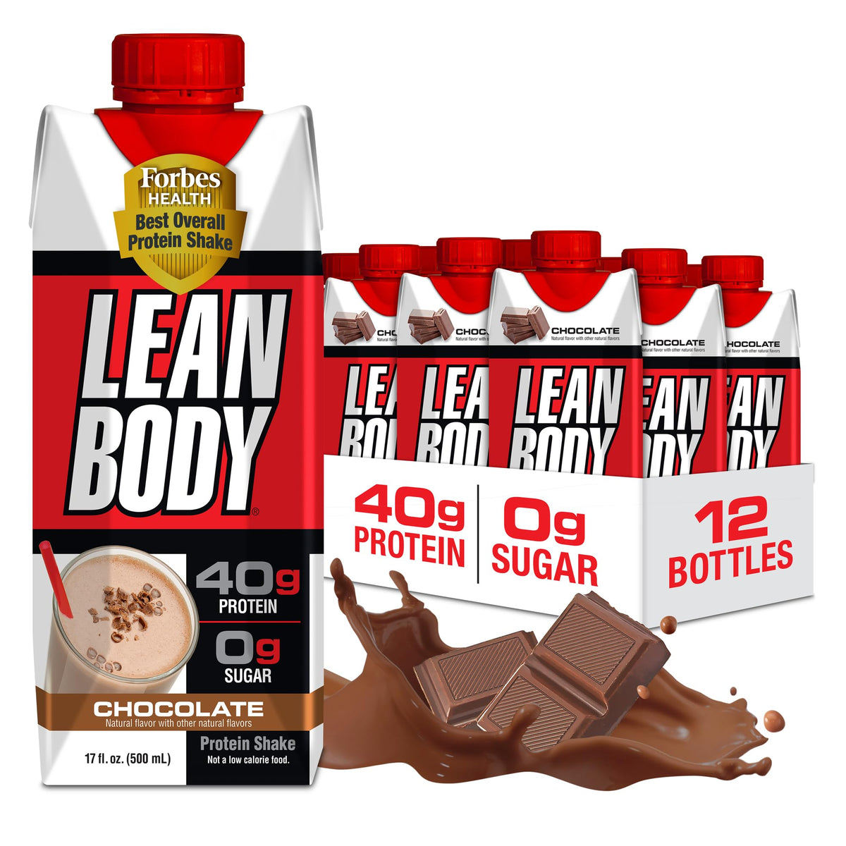 Chocolate Protein Shake, 40g Protein, 0 Sugar, 17 Fl Oz (Pack of 12) C776