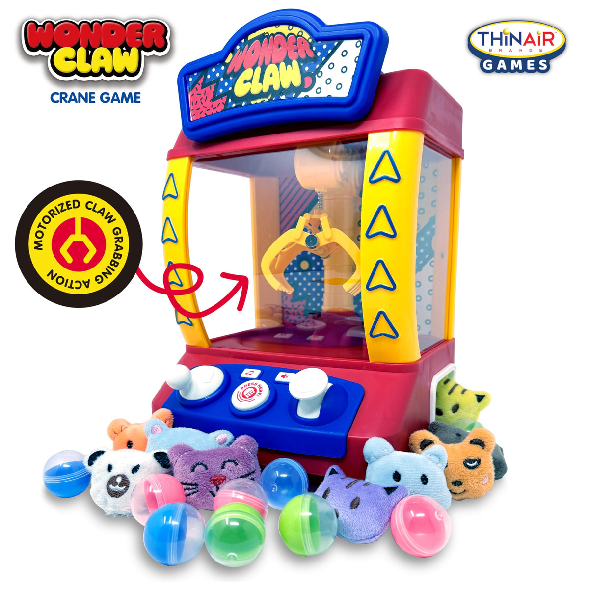 Claw Machine Crane Game with 9 Stuffed Animal Prizes and 9 Balls A34491