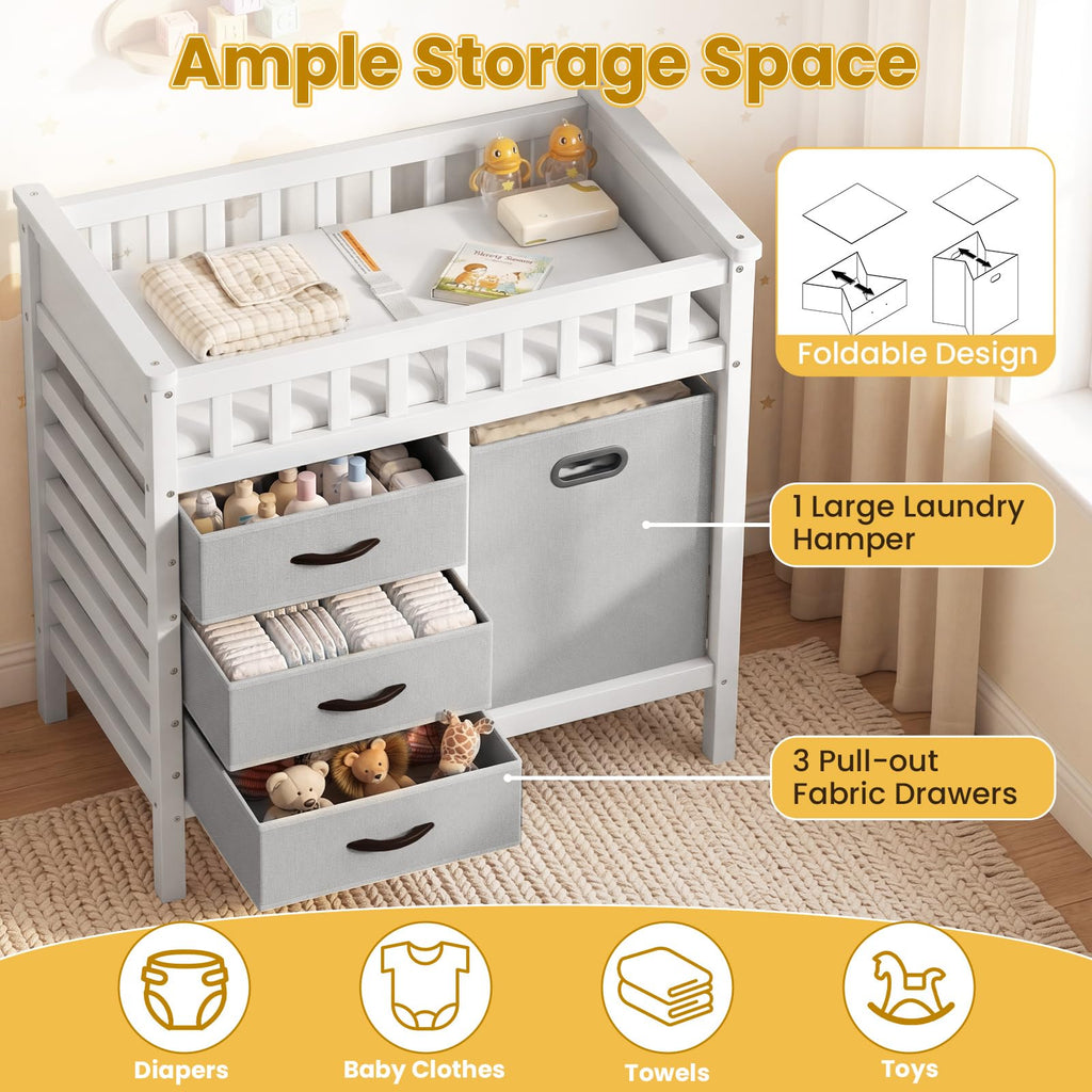 Wooden Baby Changing Table with 3 Storage Drawers O52177