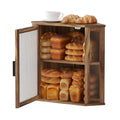 2-Tier Acacia Wood Bread Box with Window H7004