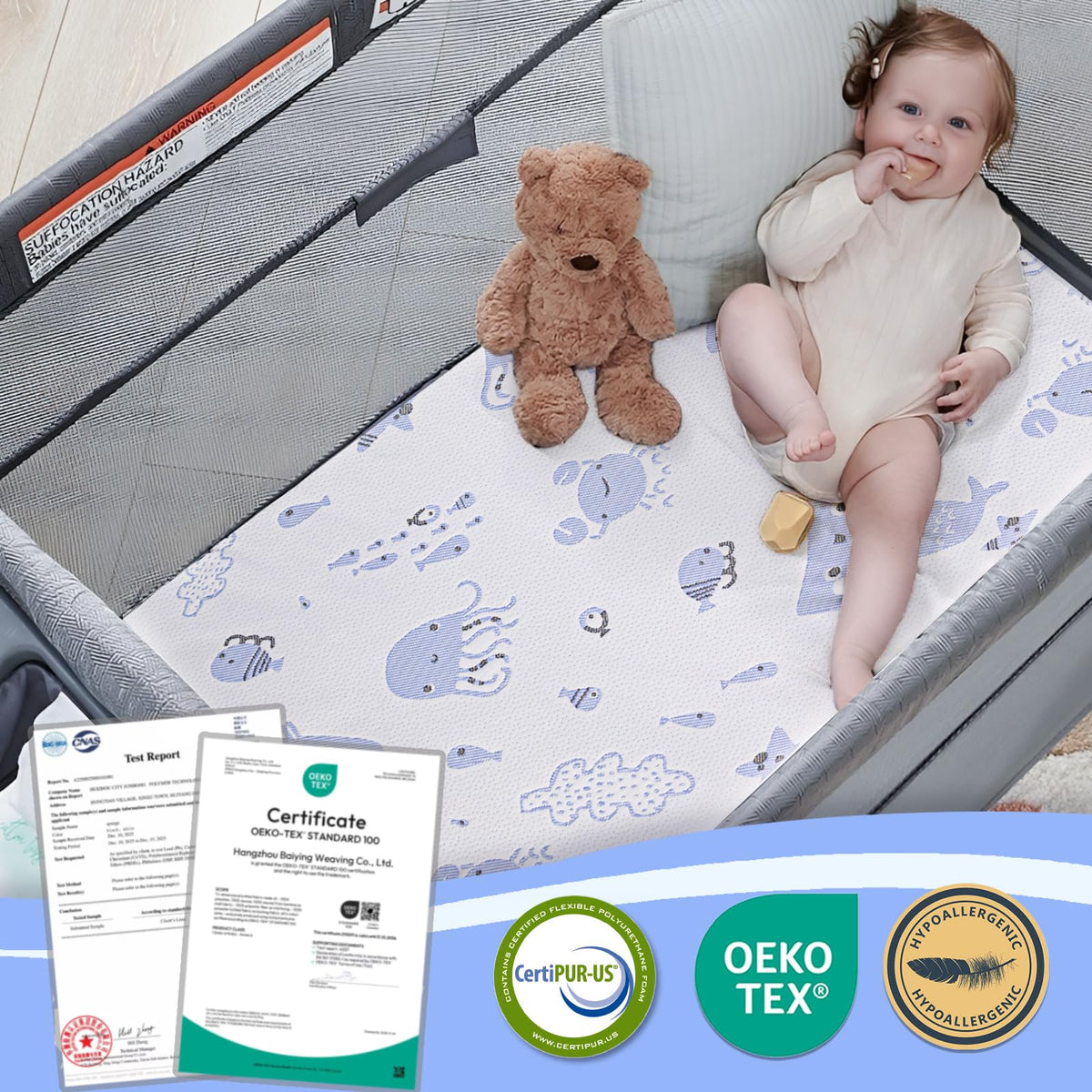 Dual Sided Memory Foam Pack and Play Mattress 38"x26" X9024