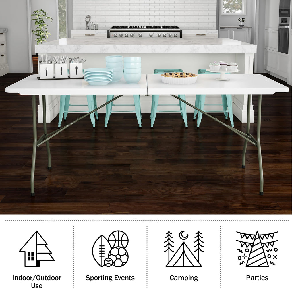 White 6ft Portable Folding Table Q81240