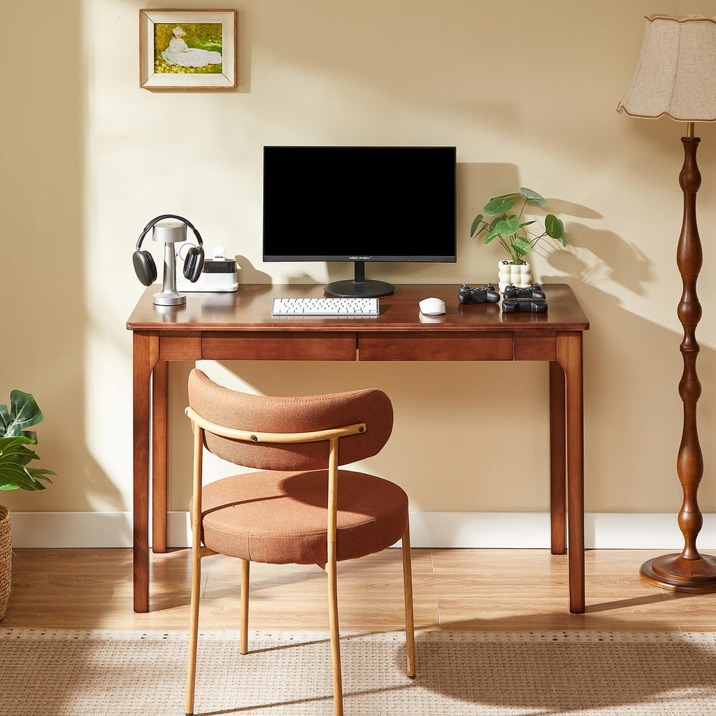 Black Walnut Solid Wood Computer Desk with Drawers K6944