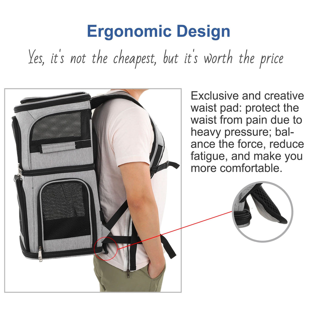 Expandable Cat Backpack Carrier for 2 Cats, 7 Windows, Foldable W178