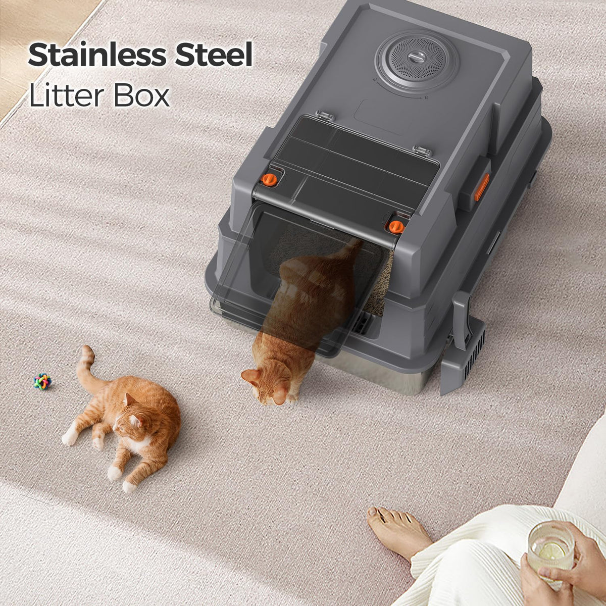 XXXL Stainless Steel Litter Box with Lid R1192