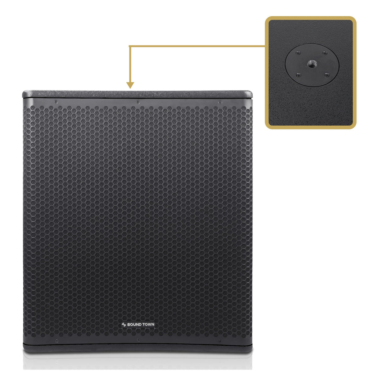 18" 1600W Powered PA/DJ Subwoofer with Class-D Amplifier, Birch Plywood, Black Y929