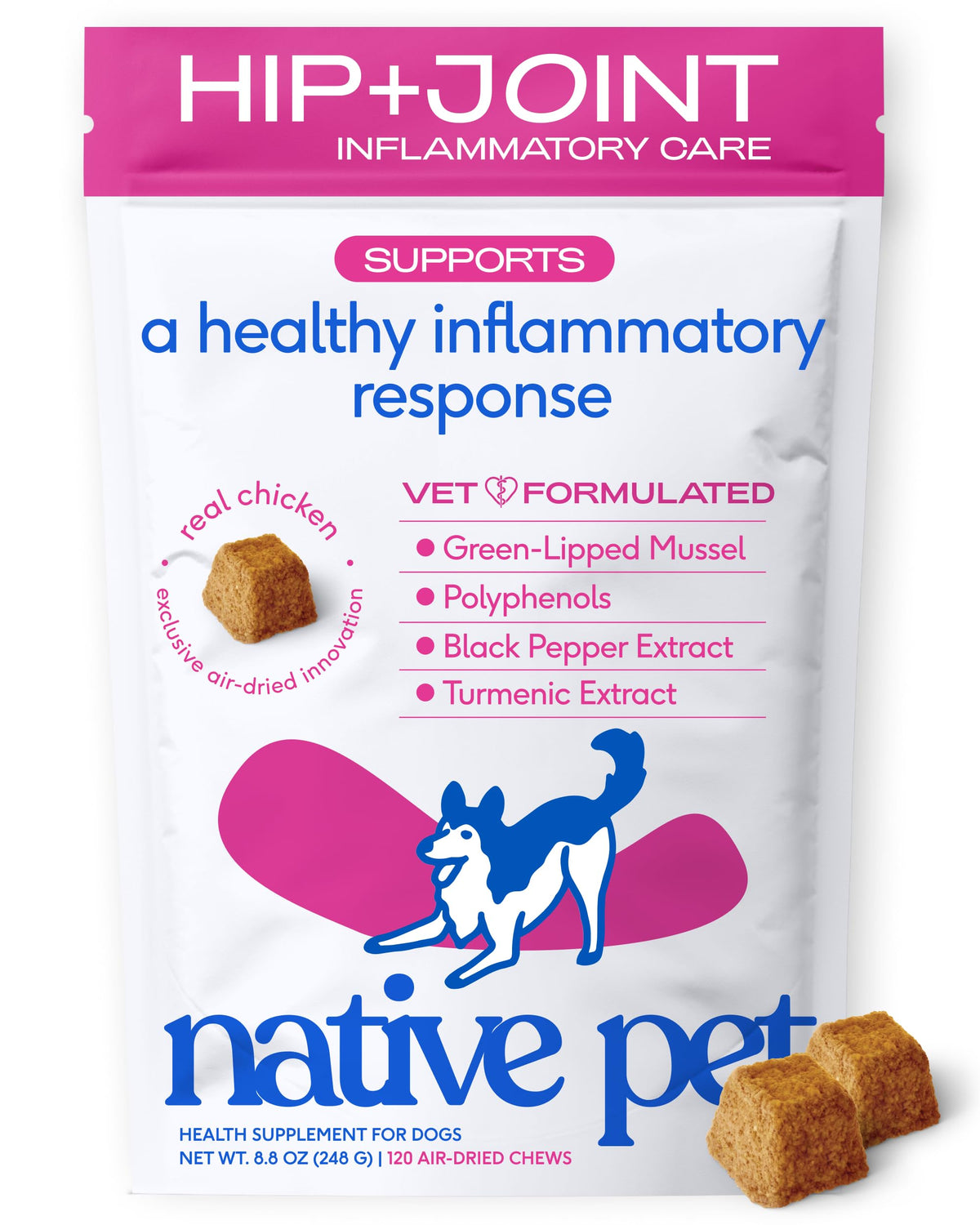 Green-Lipped Mussel Turmeric Collagen Hip and Joint Supplement for Dogs 120 Chews S748