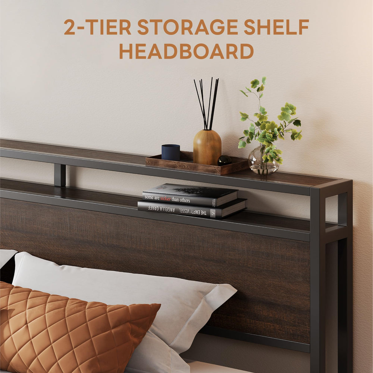 California King Bed Frames with Storage Shelf Headboard L645997