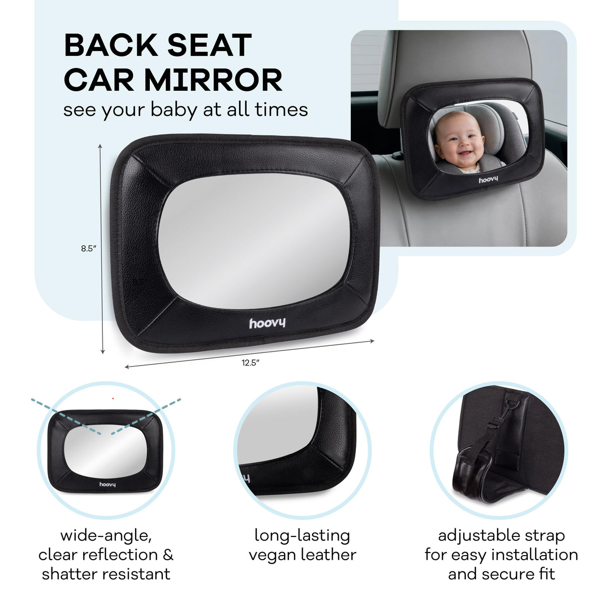 3-in-1 Baby Car Essentials Bundle, Sun Shades, Rear-Facing Mirror, and Seat Protector N9985
