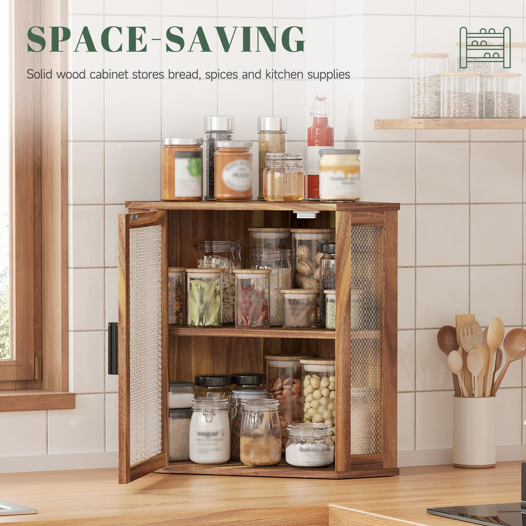 2-Tier Acacia Wood Bread Box with Window H7004