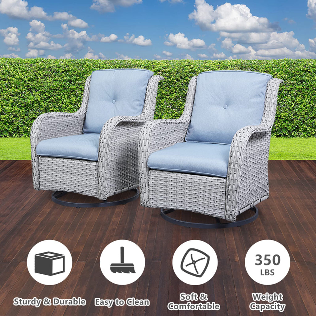 8 Piece Wicker Patio Furniture Conversation Set with Swivel Rocker Chairs, Sofa, Ottomans and Coffee Table K755480