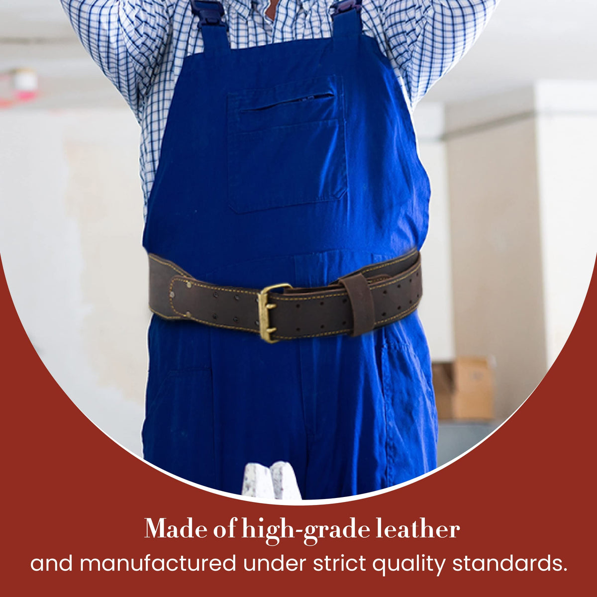 3" Wide Full-Grain Oiled Leather Work Belt F1867