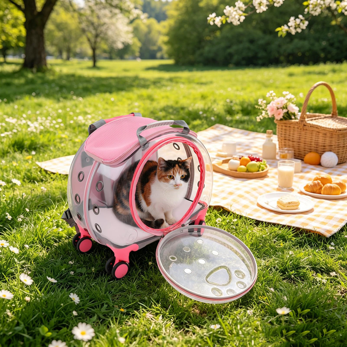 Pink Pet Trolley Case with Shock-Absorbing Wheels K86436