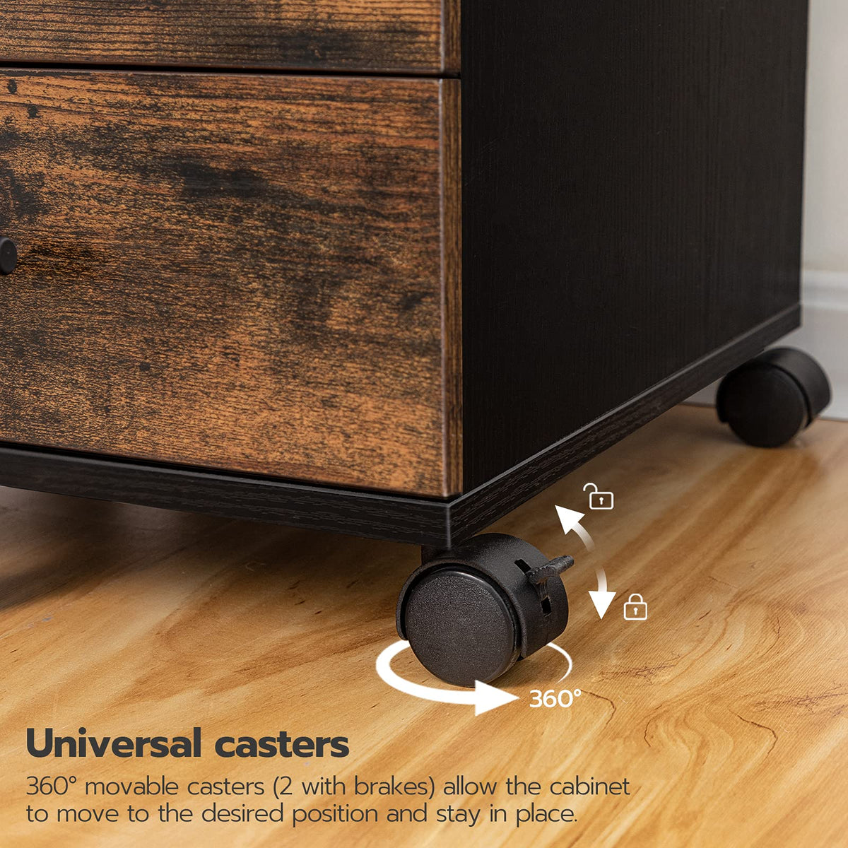 5 Drawer Wooden Mobile File Cabinet with Wheels D21963