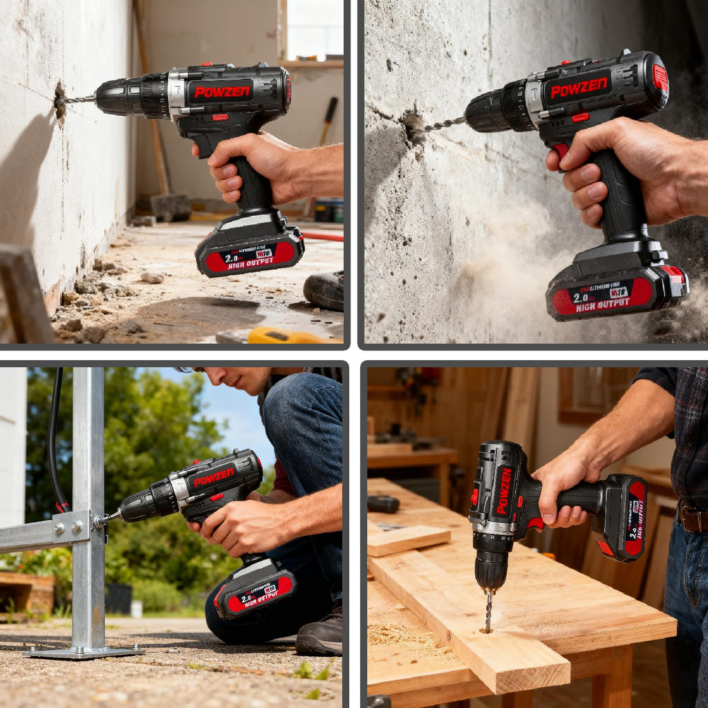 21V Brushless Cordless Power Drill with 2 Battery and Charger N465