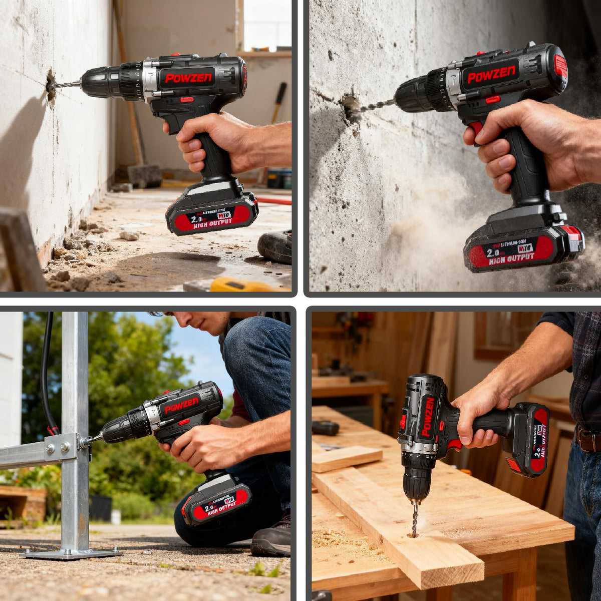 21V Brushless Cordless Power Drill with 2 Battery and Charger N465