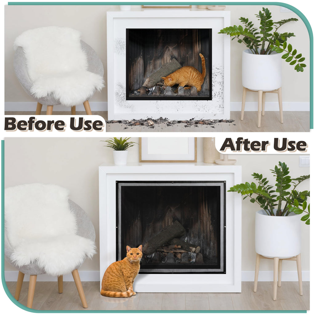 Black Magnetic Mesh Fireplace Cover V968