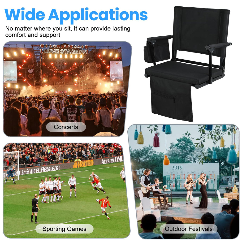 2 Pcs Folding Stadium Seat with Cup Holder C9502