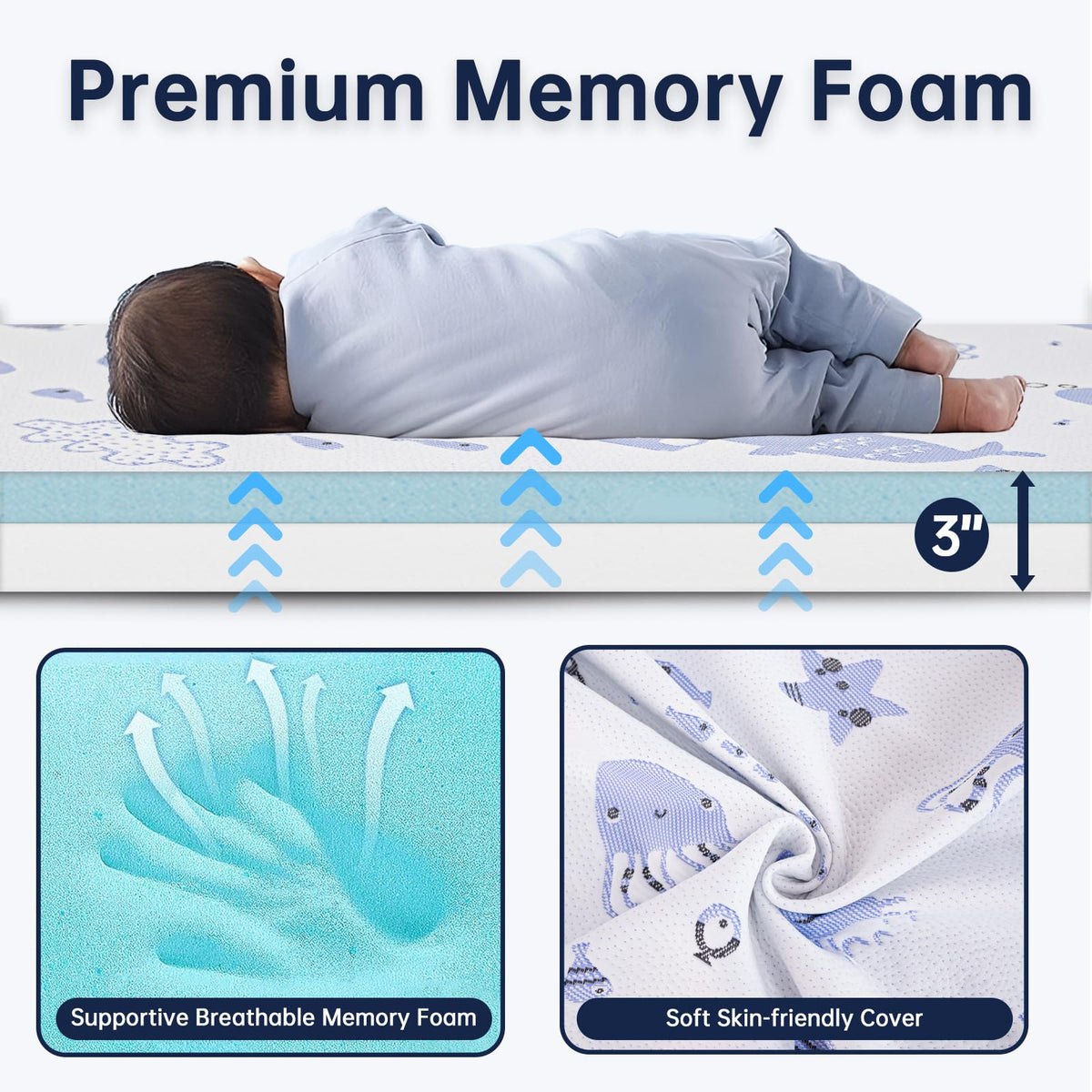 Dual Sided Memory Foam Pack and Play Mattress 38"x26" X9024