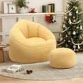 Yellow 3.4 FT Bean Bag Chair with Ottoman V3247