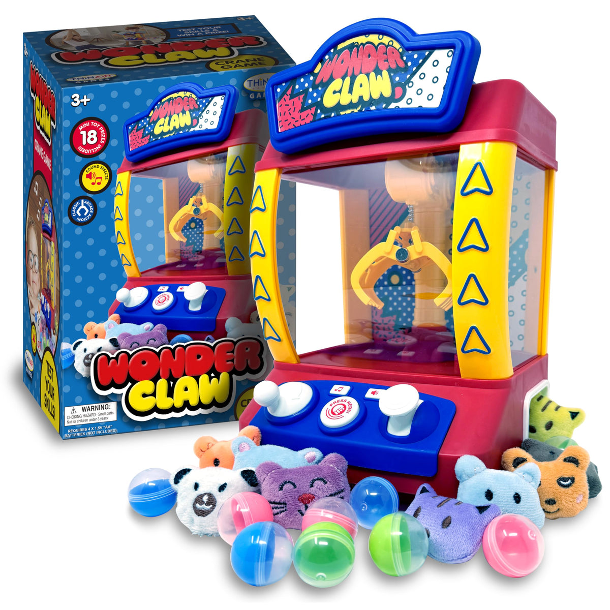 Claw Machine Crane Game with 9 Stuffed Animal Prizes and 9 Balls A34491
